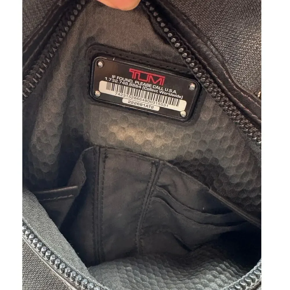 TUMI Alpha Bravo Parrish Laptop Backpack Charcoal Gray Brown Leather Trim